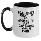 Funny Gifts from Real Estate Agents, Cute Mugs for Christmas, 'I'm Not Arguing. I'm Just Explaining Why I'm Right.' Two Tone Coffee Mug for Him, Her, Men, Women, Friends, Family, Coworkers - Main
